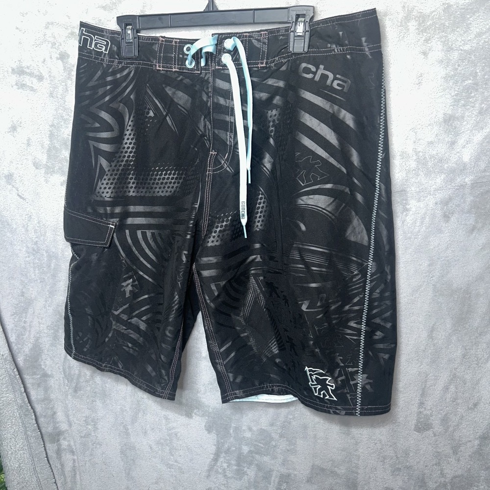 NWT  GOTCHA MENS SWIM / BOARD SHORTS -  shadow aop black y2k - SIZE 36